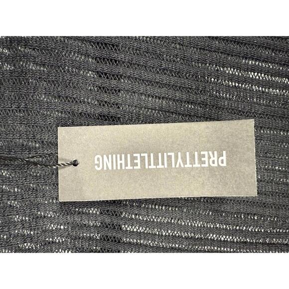 NWT Prettylittething Black Sheer Long Sleeve Top Size 4 - Picture 8 of 9